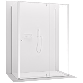 CERANO - Trojstenný sprchovací kút Santini UL/P - 6 mm - chróm, transparentné sklo - 120x90x195 cm - pivotový