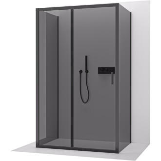 CERANO - Trostenný sprchovací kút Varone LINE UL/P - 6 mm - čierna matná, grafitové sklo - 90x90x195 cm - posuvný