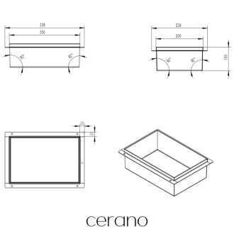 CERANO - Zápustná polička/nika do obkladu - nerezová - 30x20x10 cm