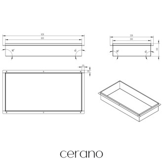 CERANO - Zápustná polička/nika do obkladu - nerezová - 60x30x10 cm
