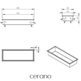 CERANO - Zápustná polička/nika s okrajom do obkladu - biela matná - 60x20x10 cm