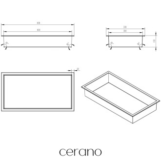 CERANO - Zápustná polička/nika s okrajom do obkladu - nerezová - 60x30x10 cm