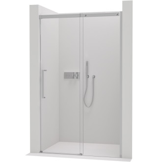 CERANO - Sprchové posuvné dvere Lantono - ľavá - 8 mm - Soft-Close - chróm, mliečne sklo - 140x195 cm