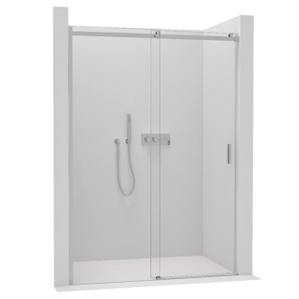 CERANO - Sprchové posuvné dvere Santoro - ľavá - 6 mm - čierna matná, mliečne sklo - 100x195 cm