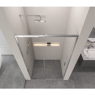 CERANO - Sprchové posuvné dvere Varone LINE Ľ/P - 6 mm - chróm, mliečne sklo - 140x195 cm