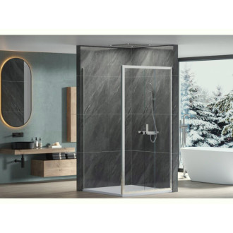 CERANO - Sprchovací kút Varone LINE Ľ/P - 6 mm - čierna matná, mliečne sklo - 130x80 cm - posuvný