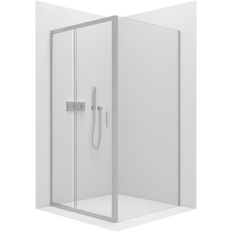 CERANO - Sprchovací kút Varone LINE Ľ/P - 6 mm - chróm, mliečne sklo - 100x90 cm - posuvný