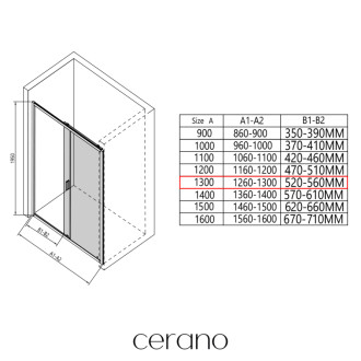 CERANO - Sprchovací kút Varone LINE Ľ/P - 6 mm - chróm, mliečne sklo - 130x90 cm - posuvný