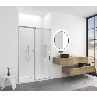 CERANO - Sprchové posuvné dvere Lantono - pravá - 8 mm - Soft-Close - čierna matná, mliečne sklo - 170x195 cm