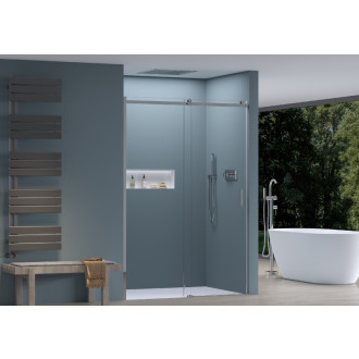 CERANO - Sprchové posuvné dvere Santoro - pravá - 6 mm - čierna matná, mliečne sklo - 110x195 cm