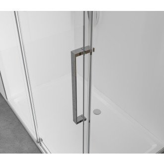 CERANO - Sprchovací kút Lantono - ľavá - 8 mm - Soft-Close - čierna matná, mliečne sklo - 120x100 cm - posuvný