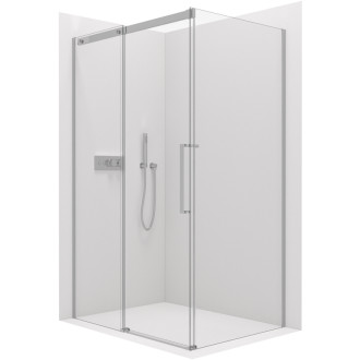 CERANO - Sprchovací kút Lantono - pravá - 8 mm - Soft-Close - čierna matná, mliečne sklo - 130x80 cm - posuvný