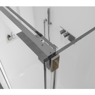 CERANO - Sprchovací kút Lantono - pravá - 8 mm - Soft-Close - čierna matná, mliečne sklo - 170x100 cm - posuvný