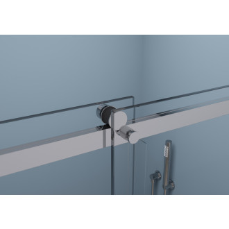 CERANO - Sprchovací kút Santoro - ľavá - 6 mm - čierna matná, mliečne sklo - 100x90 cm - posuvný