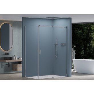 CERANO - Sprchovací kút Santoro - ľavá - 6 mm - čierna matná, mliečne sklo - 140x90 cm - posuvný