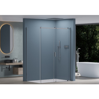 CERANO - Sprchovací kút Santoro - pravá - 6 mm - čierna matná, mliečne sklo - 100x100 cm - posuvný