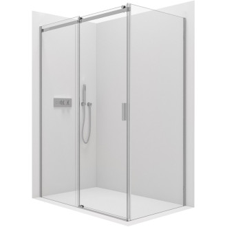 CERANO - Sprchovací kút Santoro - pravá - 6 mm - chróm, mliečne sklo - 140x90 cm - posuvný