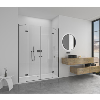 CERANO - Sprchové 2-krídlové pántové dvere Marino L/P - 6 mm - čierna matná, transparentné sklo - 100x90x190 cm