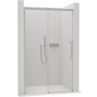 CERANO - Sprchové posuvné dvere Lantono - ľavá - 8 mm - Soft-Close - chróm, mliečne sklo - 150x195 cm