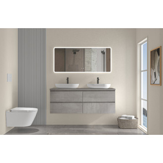 CERANO - Kúpeľňová skrinka Carole s doskou pod umývadlo - 36 mm - betónovo šedá - 121x51,6x46,5 cm