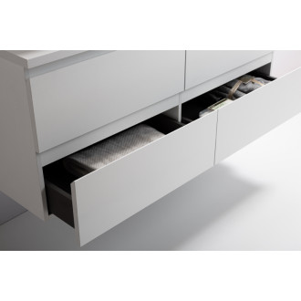 CERANO - Kúpeľňová skrinka Carole s doskou pod umývadlo - 36 mm - biela matná - 121x51,6x46,5 cm