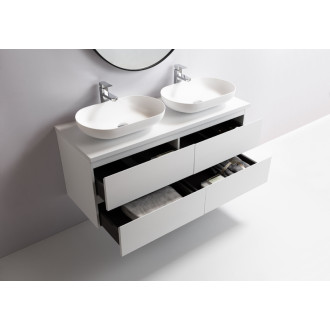 CERANO - Kúpeľňová skrinka Carole s doskou pod umývadlo - 36 mm - biela matná - 121x51,6x46,5 cm