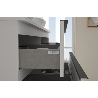 CERANO - Kúpeľňová skrinka pod umývadlo s úchytkou/doskou pod umývadlo Velora - 36 mm - biela matná, čierna úchytka - 119x53x45, 2 cm