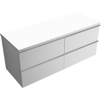 CERANO - Kúpeľňová skrinka Velora - biela matná, úchytka chrómová + doska pod umývadlo Navira Pro - 36 mm - 120x56,6x46,5 cm