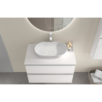 CERANO - Kúpeľňová skrinka pod umývadlo s úchytkou/doskou pod umývadlo Velora - 36 mm - biela matná, chrómová úchytka - 59x53x46 cm