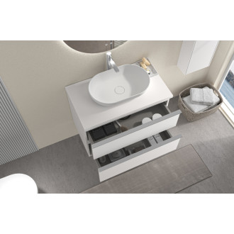 CERANO - Kúpeľňová skrinka pod umývadlo s úchytkou/doskou pod umývadlo Velora - 36 mm - biela matná, chrómová úchytka - 59x53x46 cm