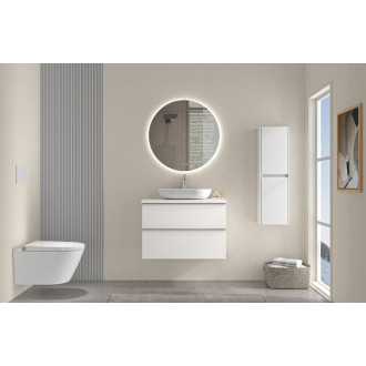 CERANO - Kúpeľňová skrinka pod umývadlo s úchytkou/doskou pod umývadlo Velora - 36 mm - biela matná, chrómová úchytka - 79x53x46 cm