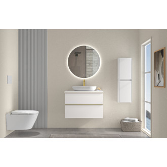 CERANO - Kúpeľňová skrinka pod umývadlo s úchytkou/doskou pod umývadlo Velora - 36 mm - biela matná, zlatá úchytka - 59x53x46 cm