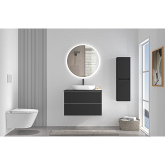 CERANO - Kúpeľňová skrinka pod umývadlo s úchytkou/doskou pod umývadlo Velora - 36 mm - čierna matná, chrómová úchytka - 59x53x46 cm