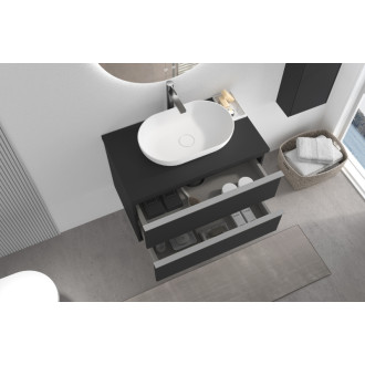 CERANO - Kúpeľňová skrinka pod umývadlo s úchytkou/doskou pod umývadlo Velora - 36 mm - čierna matná, chrómová úchytka - 99x53x46 cm