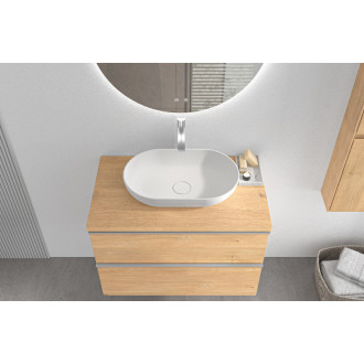 CERANO - Kúpeľňová skrinka pod umývadlo s úchytkou/doskou pod umývadlo Velora - 36 mm - dub medový, chrómová úchytka - 59x53x46 cm