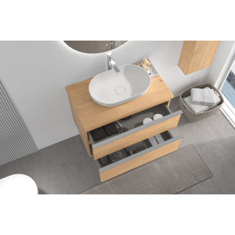 CERANO - Kúpeľňová skrinka pod umývadlo s úchytkou/doskou pod umývadlo Velora - 36 mm - dub medový, chrómová úchytka - 99x53x46 cm