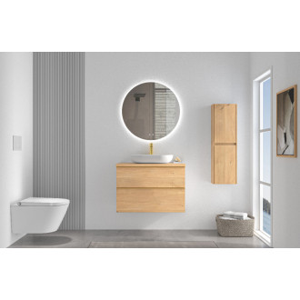 CERANO - Kúpeľňová skrinka pod umývadlo s úchytkou/doskou pod umývadlo Velora - 36 mm - dub medový, zlatá úchytka - 79x53x46 cm