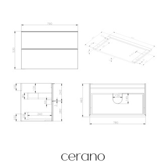CERANO - Kúpeľňová skrinka pod umývadlo s úchytkou/doskou pod umývadlo Velora - 36 mm - dub medový, zlatá úchytka - 79x53x46 cm