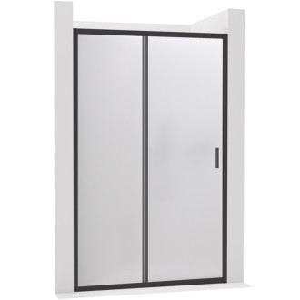 CERANO - Sprchové posuvné dveře Varone LINE L/P - 6 mm - černá matná, mléčné sklo - 130x195 cm