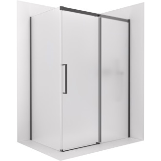 CERANO - Sprchový kout Lantono - pravá - 8 mm - Soft-Close - černá matná, mléčné sklo - 120x70 cm - posuvný