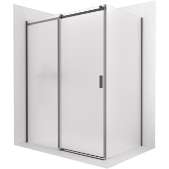 CERANO - Sprchový kout Santoro - levá - 6 mm - černá matná, mléčné sklo - 100x70 cm - posuvný