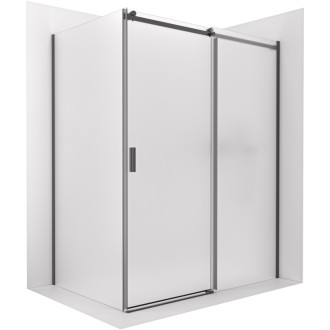 CERANO - Sprchový kout Santoro - pravá - 6 mm - černá matná, mléčné sklo - 100x70 cm - posuvný