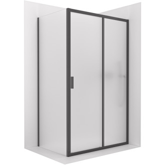 CERANO - Sprchový kout Varone LINE L/P - 6 mm - černá matná, mléčné sklo - 110x90 cm - posuvný