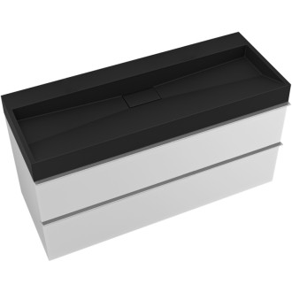 CERANO - Kúpeľňová skrinka Velora - biela matná - úchytka chróm + umývadlo z liateho mramoru Vita - čierna - 100x53x46 cm