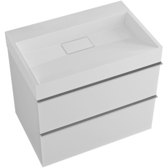 CERANO - Kúpeľňová skrinka Velora - biela matná - úchytka chróm + umývadlo z liateho mramoru Vita - biela matná - 70x53x46 cm