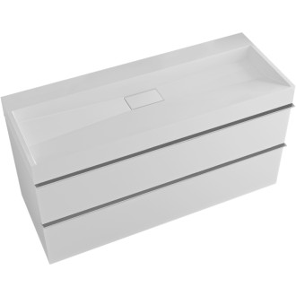 CERANO - Kúpeľňová skrinka Velora - biela matná - úchytka chróm + umývadlo z liateho mramoru Vita - biela matná - 100x53x46 cm