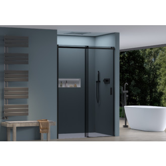 CERANO - Sprchové posuvné dveře Santoro L/P - 6 mm - černá matná, grafitové sklo - 100x195 cm - ROZBALENO