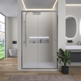 CERANO - Sprchové posuvné dveře Varone POINT L/P - 6 mm - chrom, transparentní sklo - 100x195 cm - 2. jakost