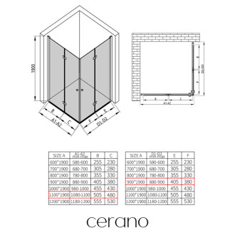 CERANO - Sprchovací kút Volpe Duo Ľ/P - 6 mm - čierna matná, transparentné sklo - 110x90x190 cm - zalamovacia