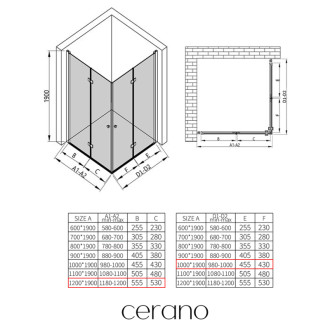 CERANO - Sprchovací kút Volpe Duo Ľ/P - 6 mm - čierna matná, transparentné sklo - 120x100x190 cm - zalamovacia